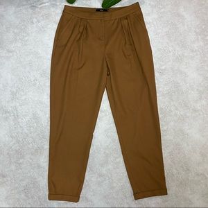 Nisse Camel Brown Pleated Tapered Leg High Rise Pants Trousers Size 6